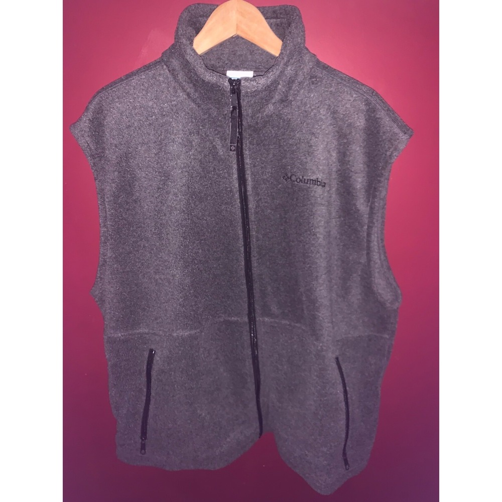 Columbia Gray Fleece Full‎ Zip Vest Men's Size XL